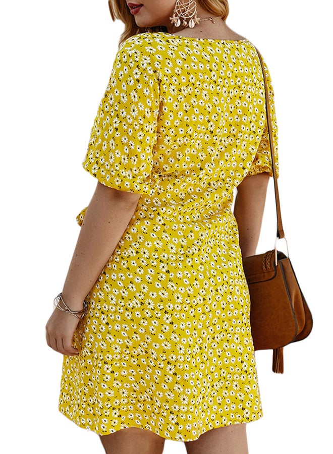 Floral Flare Dress Yellow - Image 2
