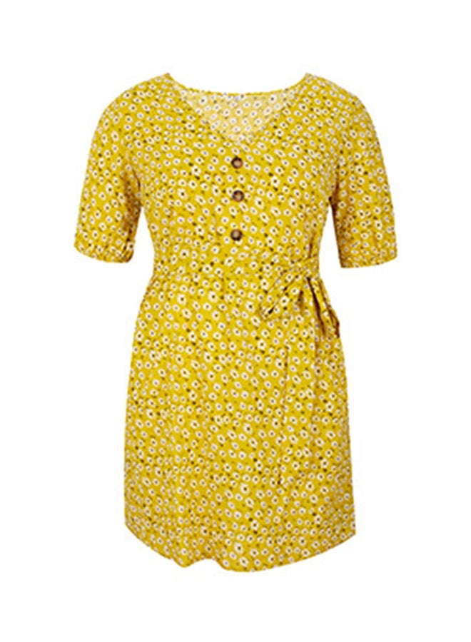 Floral Flare Dress Yellow - Image 5