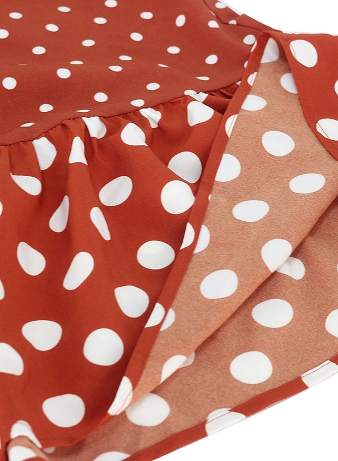 New Summer Polka Dot Print Dress Orange/White - Image 3