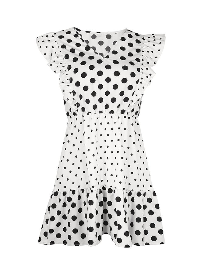 Polka Dot Print Beach Dress White - Image 5