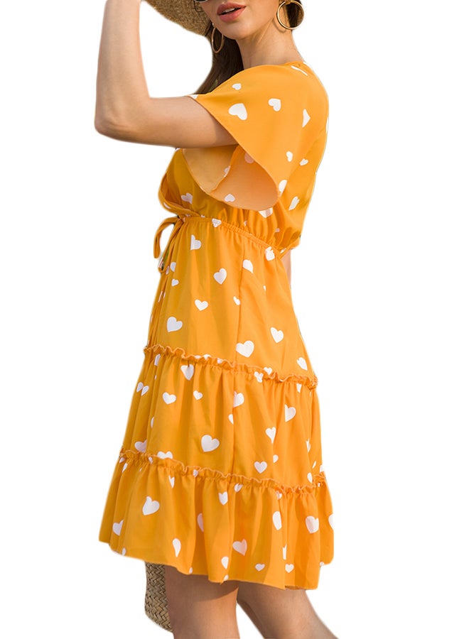 Heart Print Beach Dress Yellow - Image 2