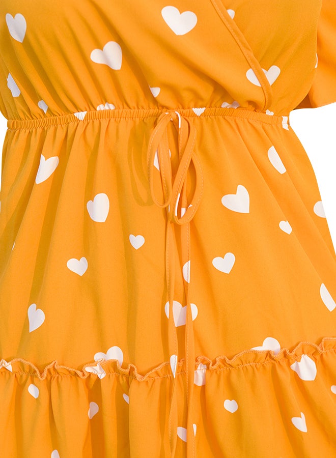 Heart Print Beach Dress Yellow - Image 3