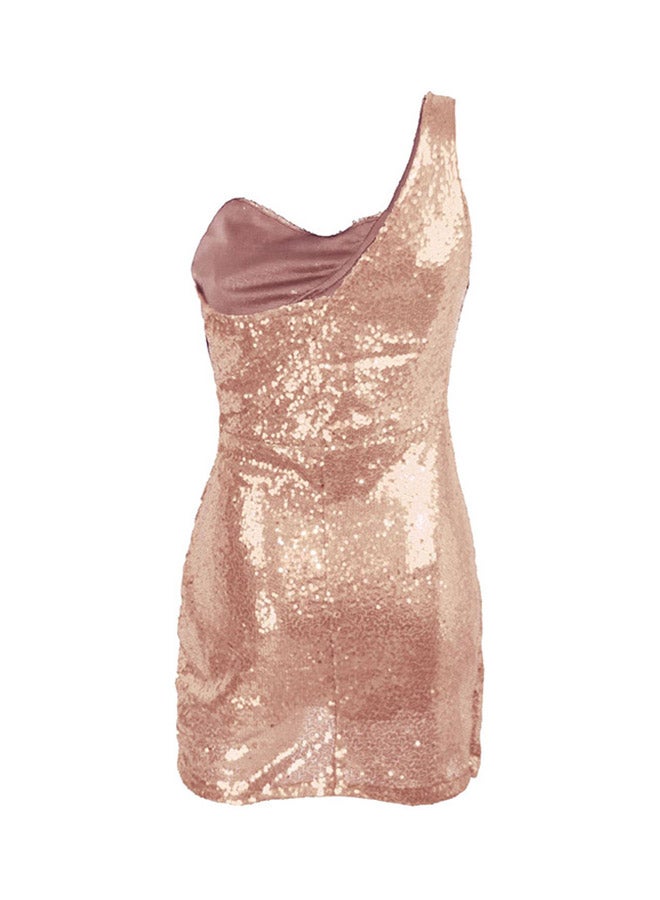 Wrap Ruched Sequin Bodycon Dress Pink  - Image 2