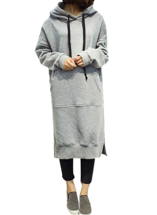 Hooded Sweatshirt Dress Grey - Image 1
