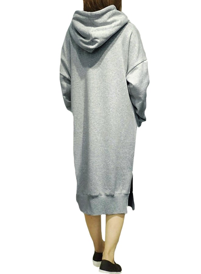 Hooded Sweatshirt Dress Grey - Image 2