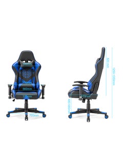 Blitzed Ergonomically Designed Super Comfort Gaming Chair With Headrest Pillow, Lumbar Cushion And Retractable Footrest Blue/Black 83x65x32cm  - Image 5