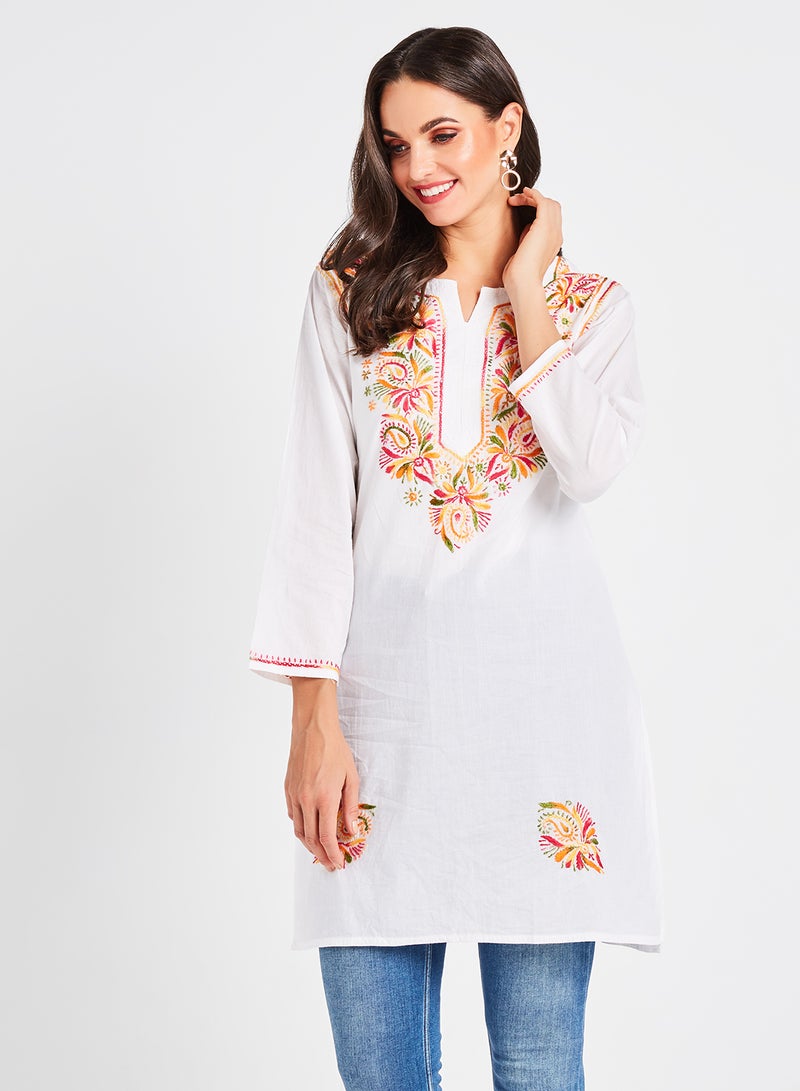 ZYLIST Handmade Embroidered Kurta Multicolour  - Image 3