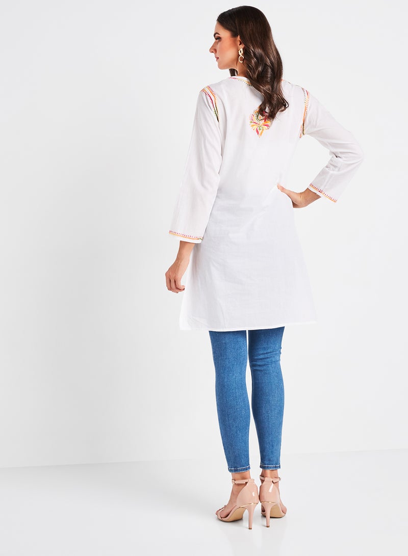 ZYLIST Handmade Embroidered Kurta Multicolour  - Image 2