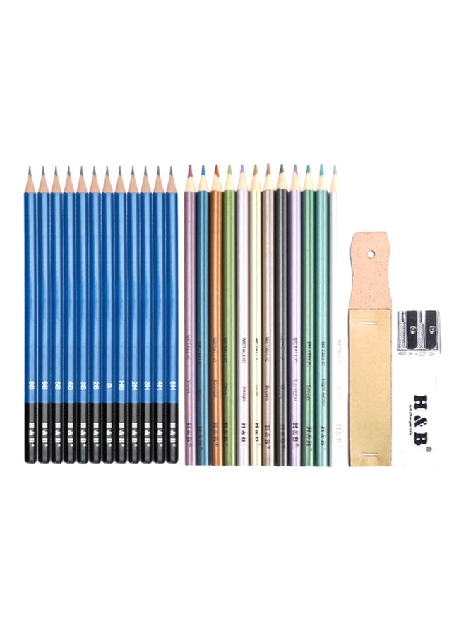 H&B 74-Piece Professional Drawing Kit Multicolour - Image 2