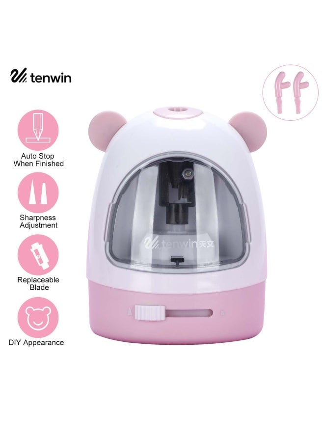 tenwin Electric Pencil Sharpener Pink/White/Clear - Image 4