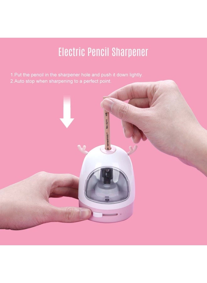 tenwin Electric Pencil Sharpener Pink/White/Clear - Image 5