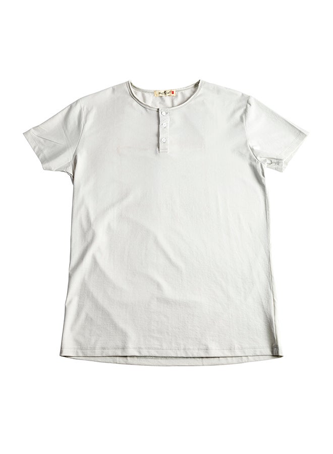 Black Cat Round Neck Basic T-shirt Off White