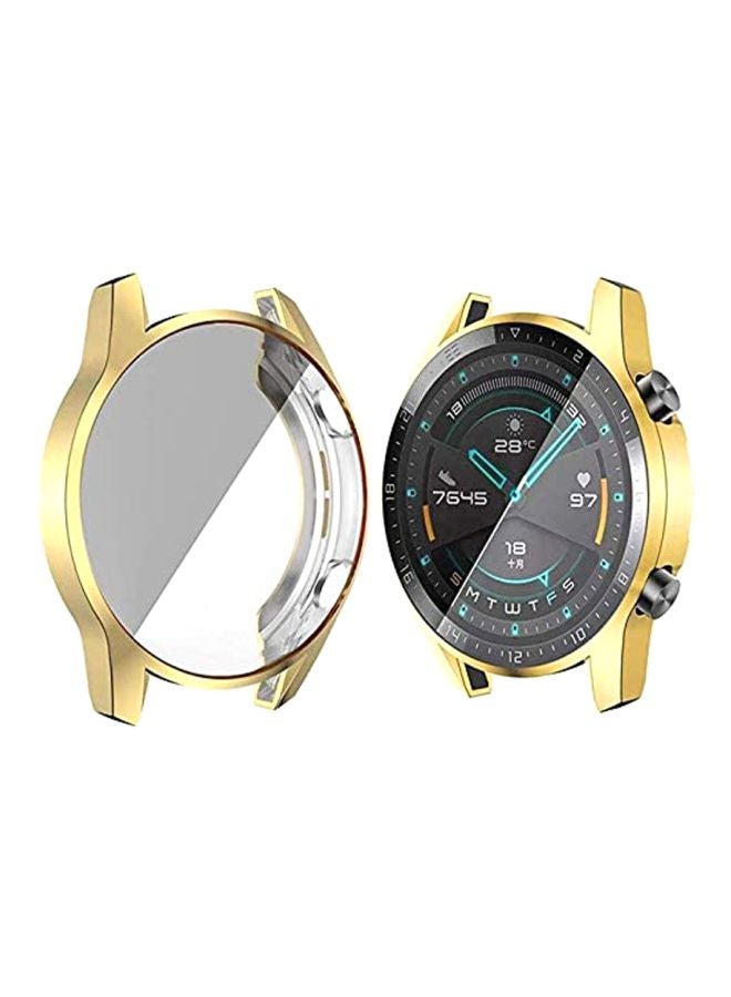 فينسوك غطاء حماية واقٍ مضاد للخدش من البولي يوريثان الحراري لساعة هواوي GT2 الذكية ذهب / شفاف - Image 2