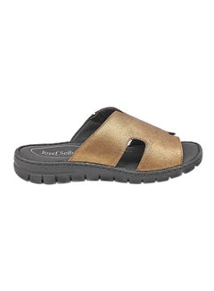 Textured Leather Sandals Gold