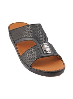 barjeel uno Textured Logo Detail Arabic Sandals Black  - Image 3