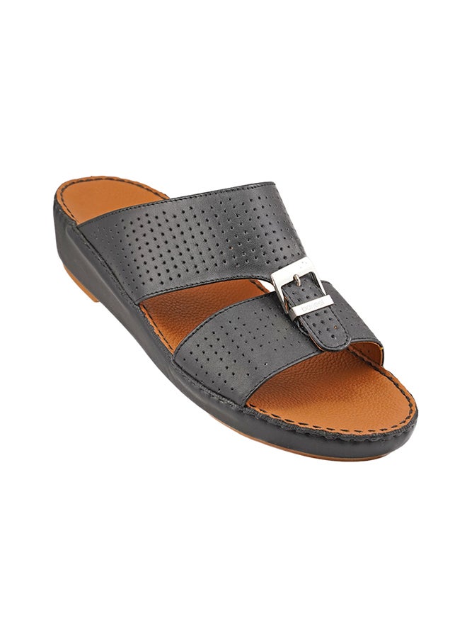 barjeel uno - Perforated Strap Sandals Black - Image 1