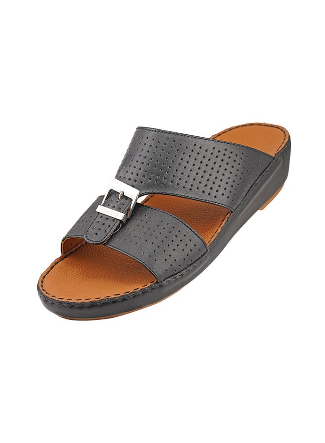 barjeel uno - Perforated Strap Sandals Black - Image 1