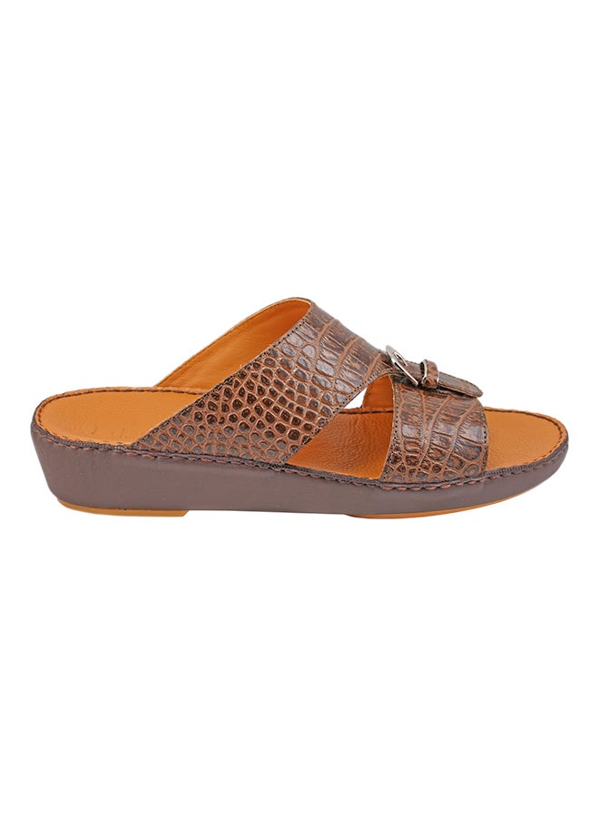barjeel uno - Croc Effect Sandals Brown - Image 1