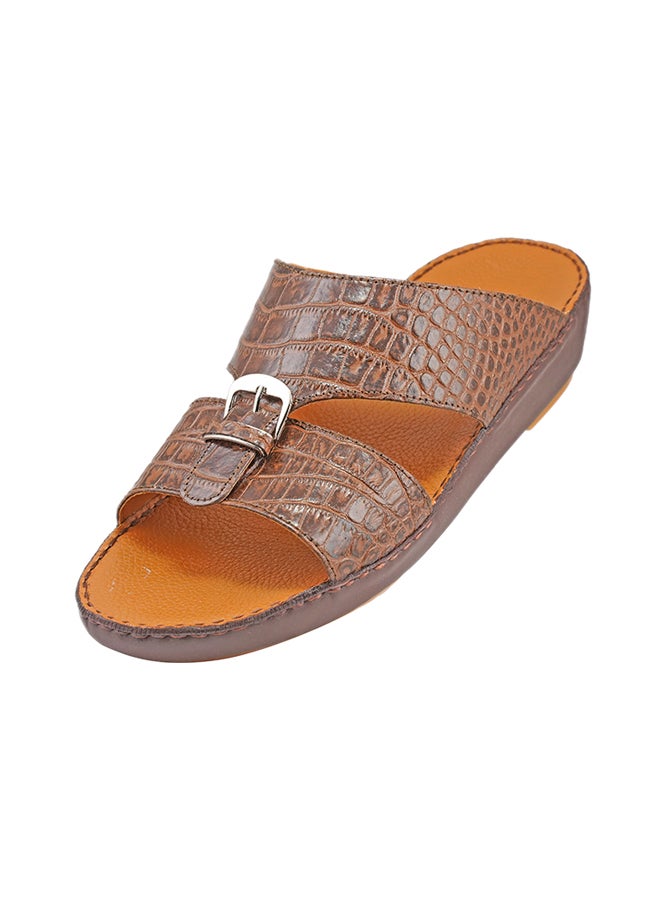 barjeel uno - Croc Effect Sandals Brown - Image 1