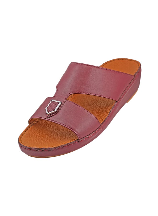 barjeel uno - Stitch Detail Buckle Embellished Sandals Bordo - Image 1