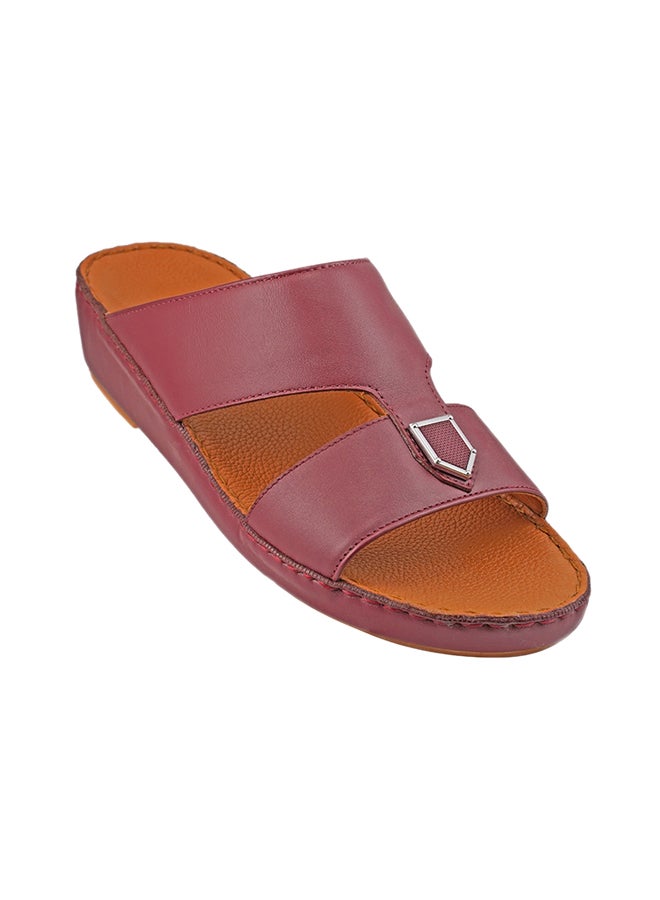 barjeel uno - Stitch Detail Buckle Embellished Sandals Bordo - Image 1