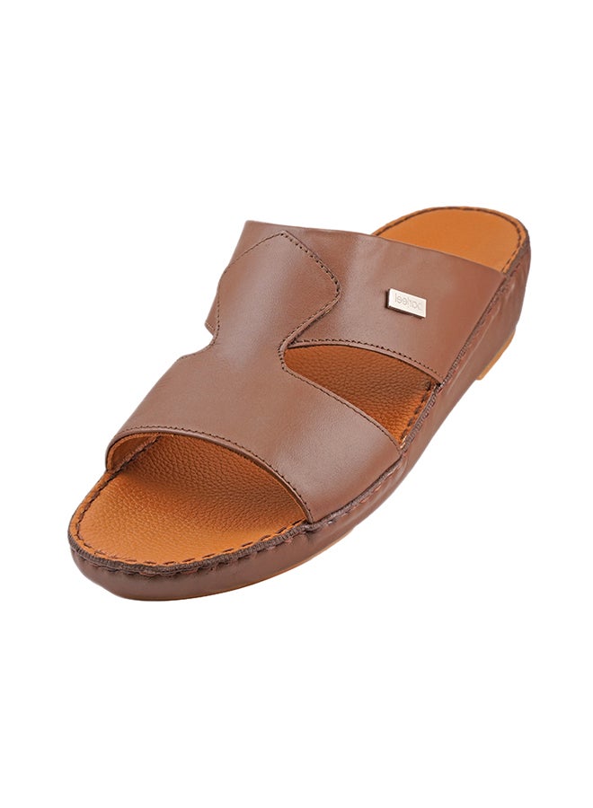 barjeel uno - Logo Embellished Sandals Brown - Image 1