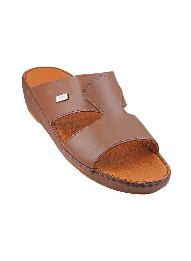 barjeel uno - Logo Embellished Sandals Brown - Image 1