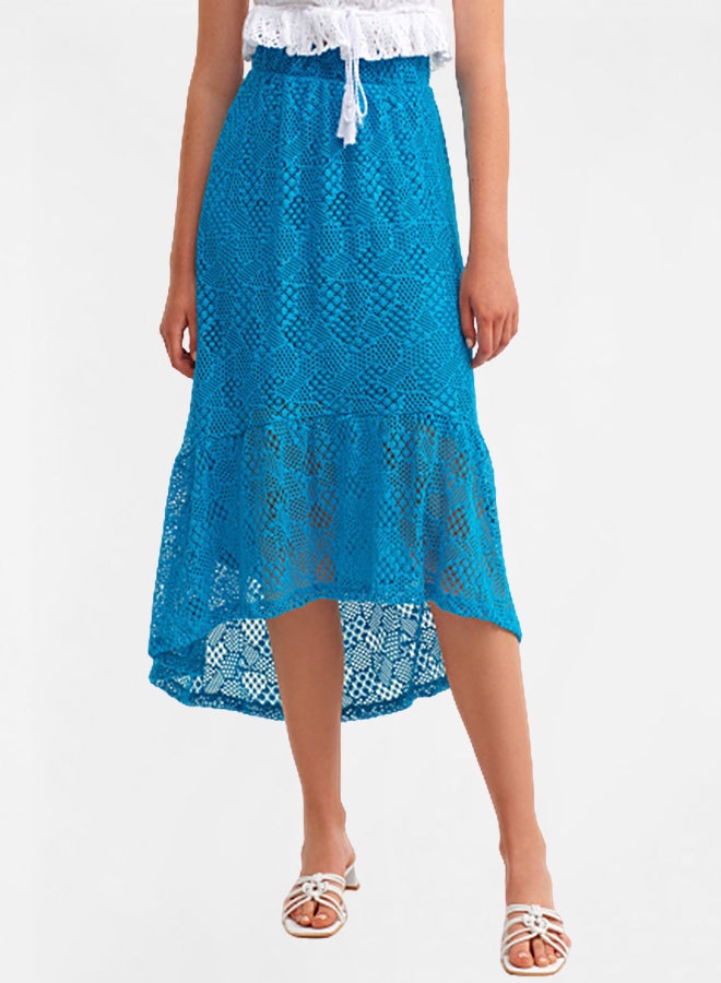 OXXO Danpilitek Lace High-Low Skirt Blue  - Image 1