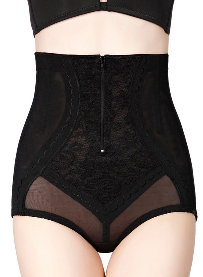 Joychic Floral Lace Half Zip-Up Shapewear Black - Image 1