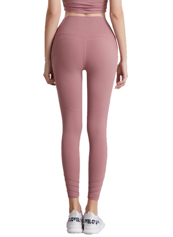 Joychic - Solid Pattern High-Waist Sports Leggings Pink - Image 1