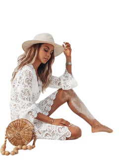 Joychic Lace Detail Long Sleeves Cover Up White  - Image 3