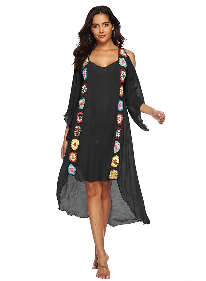 جوي شيك فستان للبيكيني بتصميم مطرز أسود - Image 1