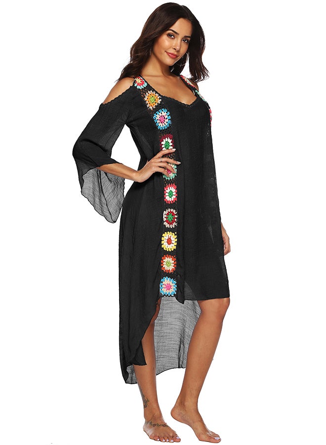 جوي شيك فستان للبيكيني بتصميم مطرز أسود - Image 4