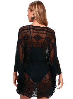 Joychic Semi Sheer Lace Bikini Cover Up Black  - Image 3