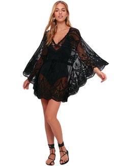 Joychic Semi Sheer Lace Bikini Cover Up Black  - Image 2