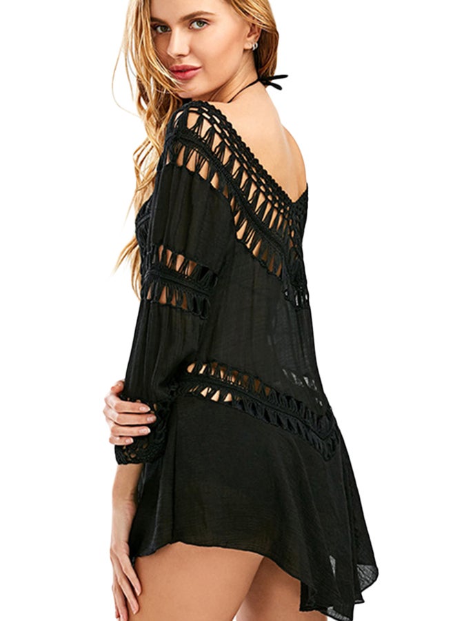 جوي شيك فستان للبيكيني بحافة غير متماثلة أسود - Image 2