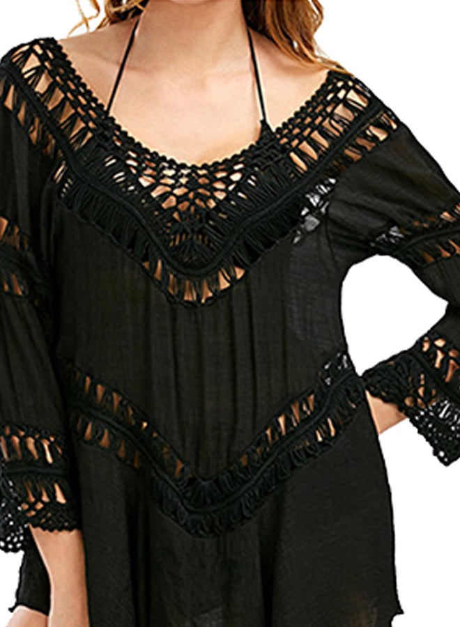 جوي شيك فستان للبيكيني بحافة غير متماثلة أسود - Image 3