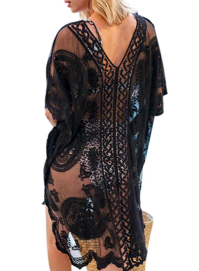 جوي شيك فستان للبيكيني بتصميم مطرز أسود - Image 3