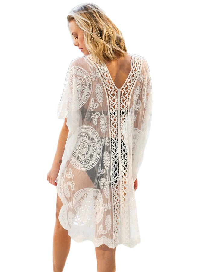 جوي شيك فستان للبيكيني بتصميم مطرز أبيض - Image 4