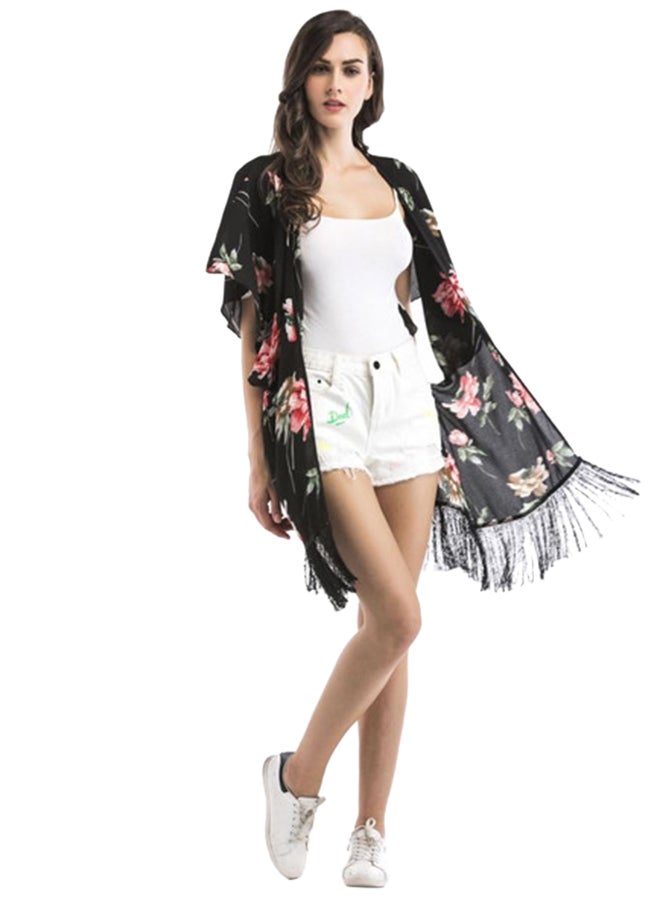 Joychic - Floral Kimono Black - Image 1