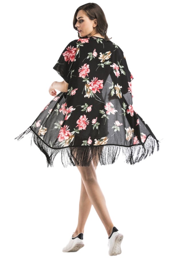 Joychic - Floral Kimono Black - Image 1