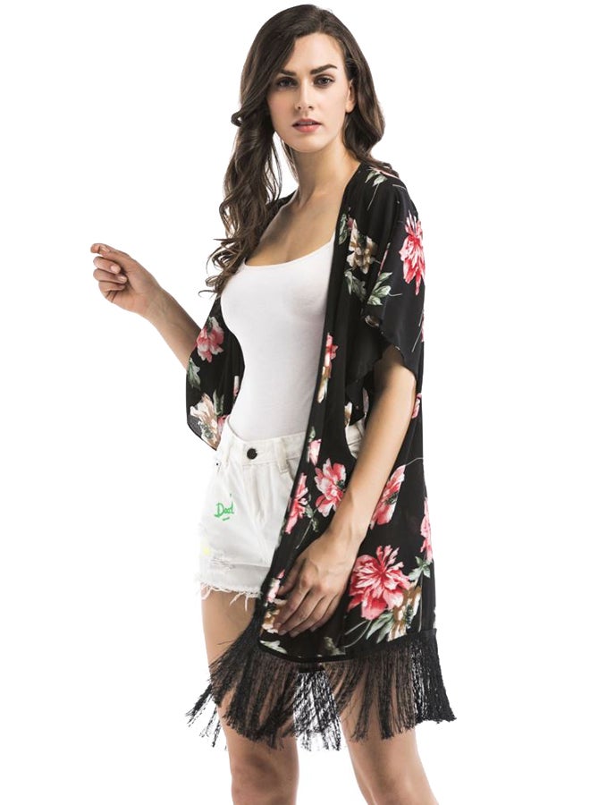 Joychic - Floral Kimono Black - Image 1