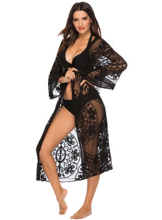 Embroidered Open Front Cover Up Black - v1596457916/N39451505V_1