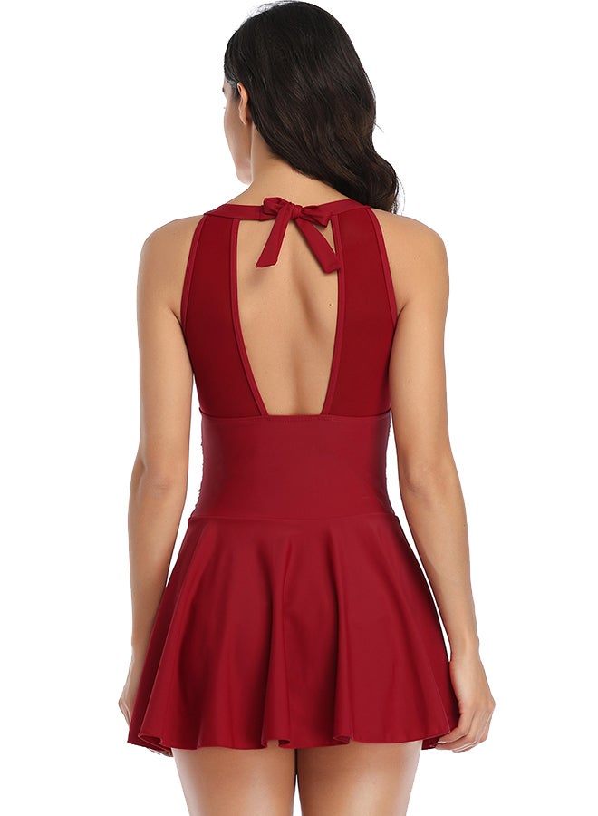 Joychic - Halter Neck Swimsuit Red - Image 1