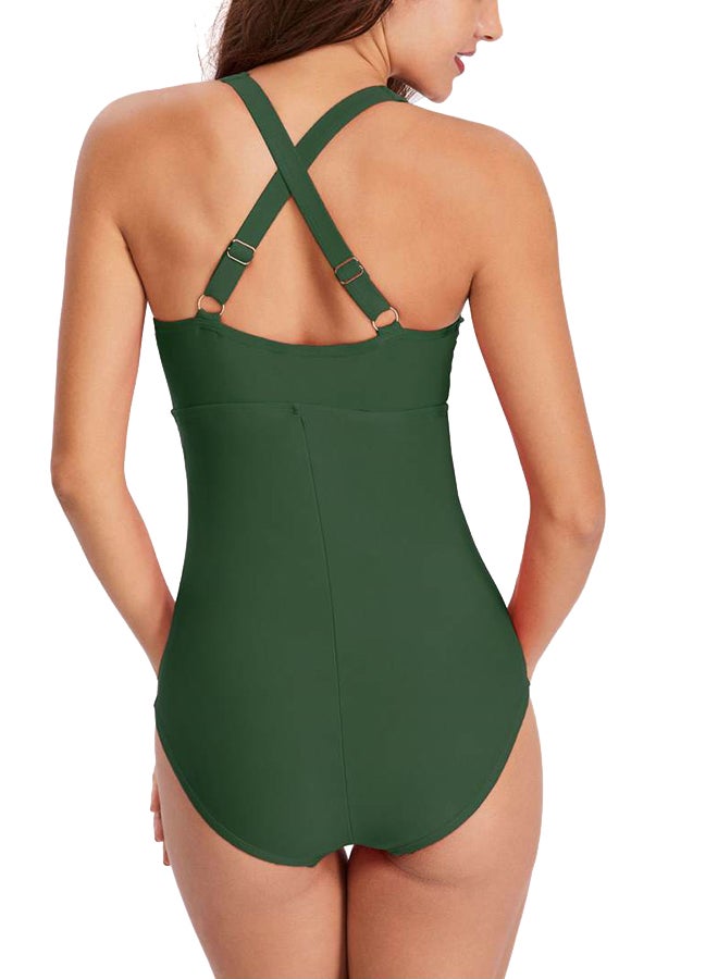 جوي شيك بدلة سباحة بأشرطة متداخلة الظهر أخضر - Image 2
