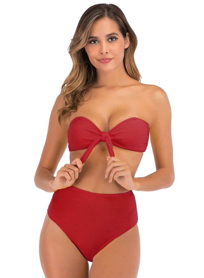 Joychic Bow Tie Detail Bikini Red  - Image 4