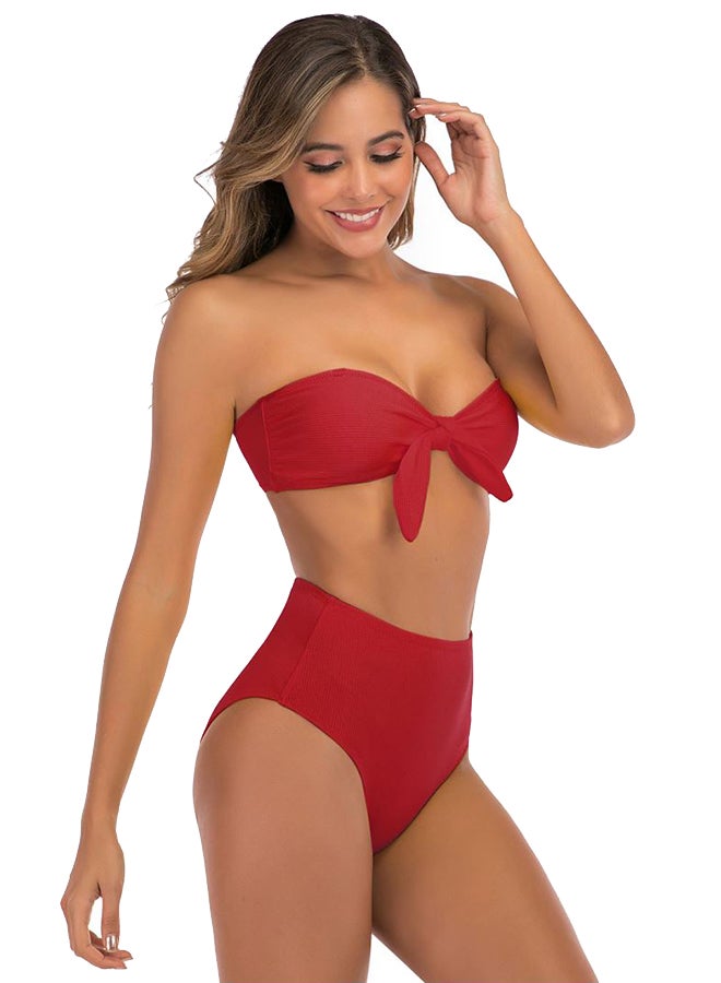 Joychic Bow Tie Detail Bikini Red  - Image 5