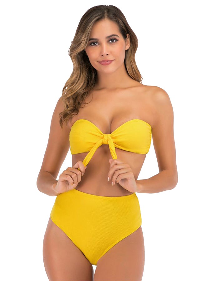 Joychic Bow Tie Detail Bikini Yellow  - Image 1