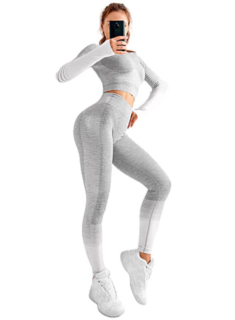 Striped Sports Suit Set Grey