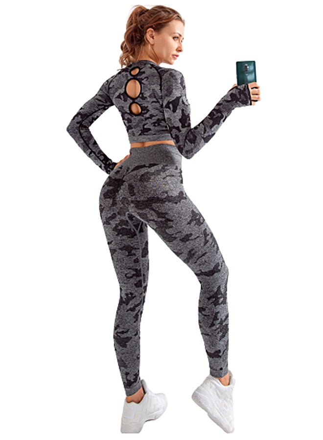 Joychic - Camouflage Printed Sports Suit Set Grey - Image 1